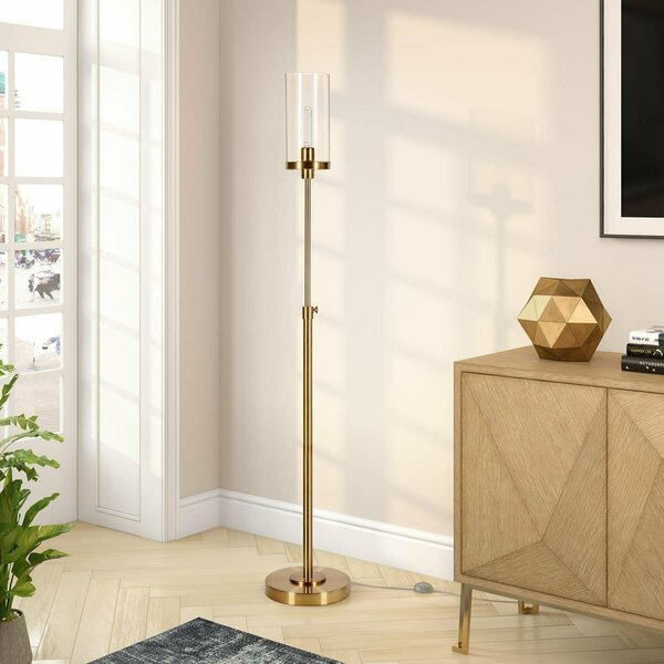 Henn & Hart Frieda Brass Floor Lamp with Clear Glass Shade FL0309